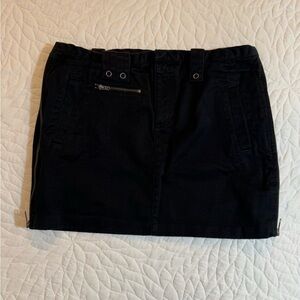 AIX Armani Exchange Black Mini Skirt Button Pocket Detail Back Zipper Sz 8